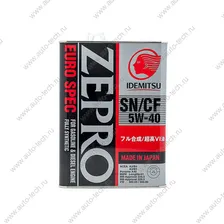 Масло IDEMITSU моторное 5W40 ZEPRO EURO SPEC SN-A3 SAE 4л (синтетика) 1849004
