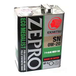 Масло моторное синтетика IDEMITSU ZEPRO ECO MEDALIST SN/GF5 0W-20, 4л