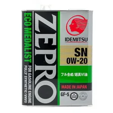 4250004 IDEMITSU Масло моторное IDEMITSU ZEPRO 0W-20 4л синтетическое (металлическая канистра)
